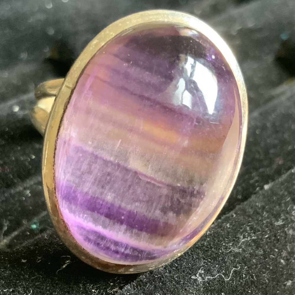 6.5 Large Fluorite Silver Ring